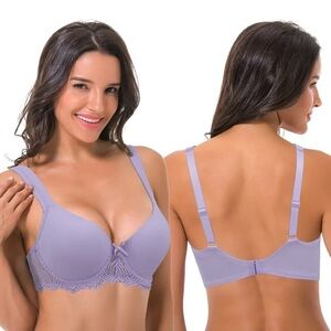 Curve Muse Purple Lace Lightly Lined Underwire Bra